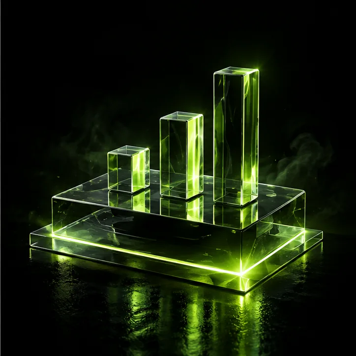 Rising glass bars with lime reflections