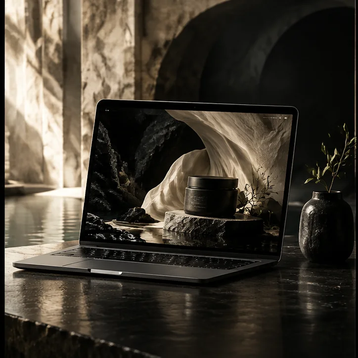 Editorial wellness website concept displayed on a laptop